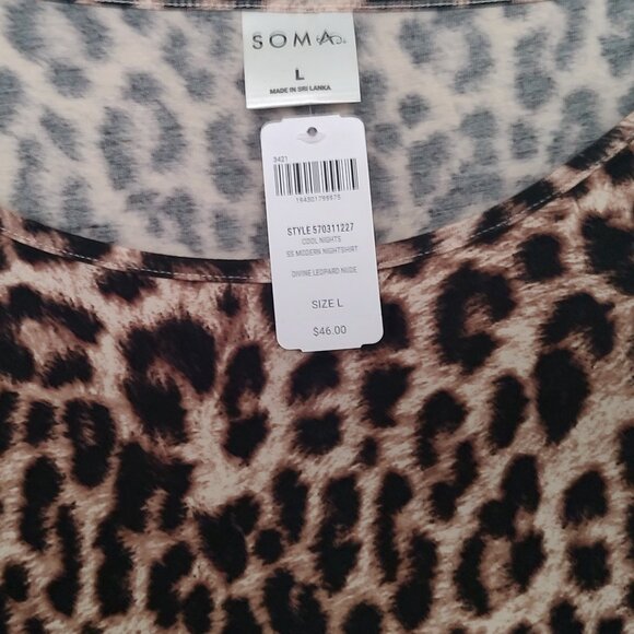 NWT Soma Cool Night Sleep Shirt Animal Print Size L - Picture 2 of 3